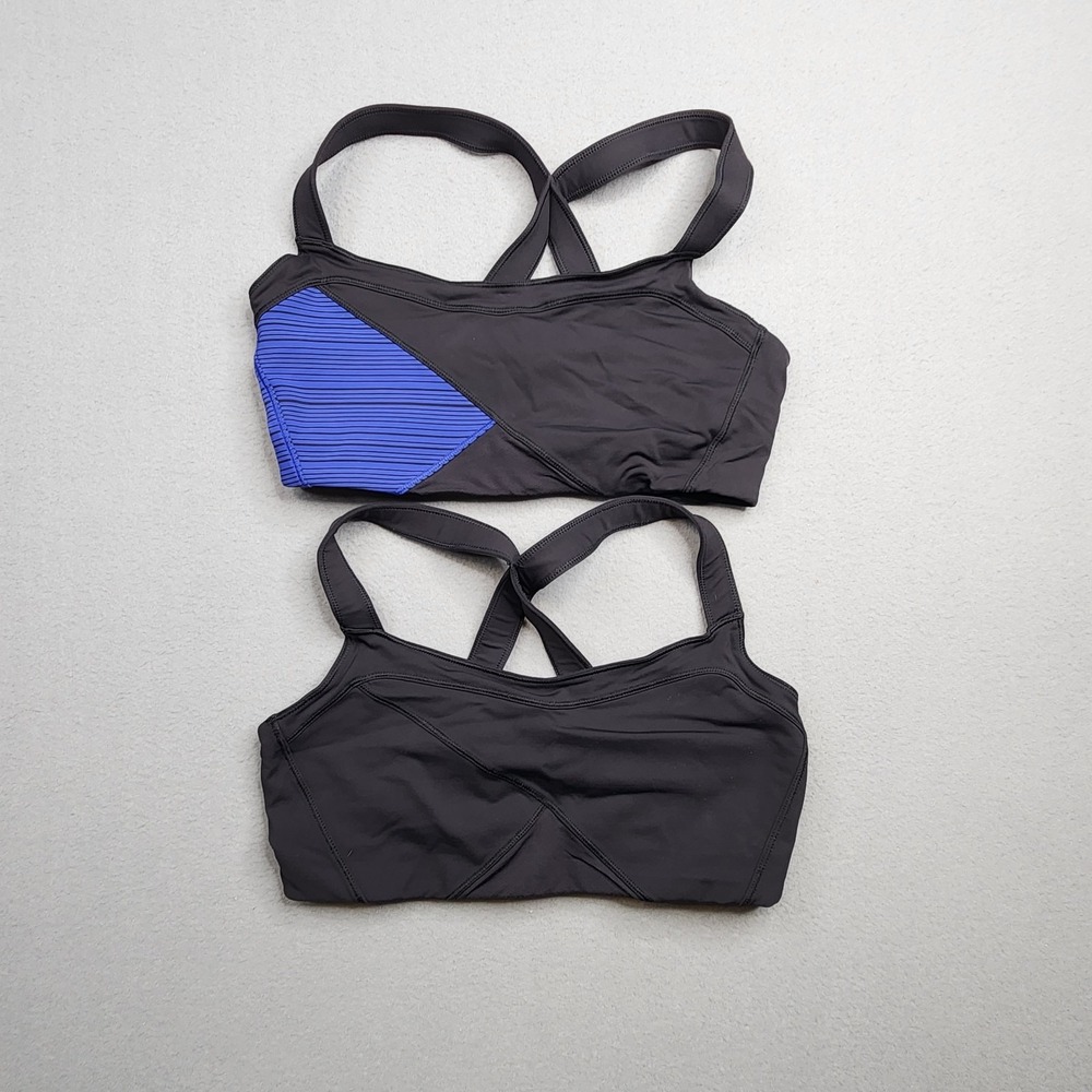 Lululemon Kanto Catch Me Sports Bra Womens Size 8 Black Blue Luxtreme‎ Lot Of 2